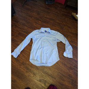 Mens Long Sleeve Button up Blue White Dress shirt size Large Egara